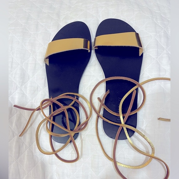 J.Crew new Carsen made in Italy lace up sandals in metallic leather - Picture 6 of 7